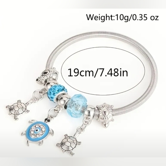 Vintage Devil's Eye Turtle Pendant Bracelets For Women Girls Heart Beads Spring - Picture 3 of 5